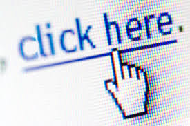 Windows Hyperlink Image showing a link displaying the words click me, and a hand shaped pointer hovering over these words
