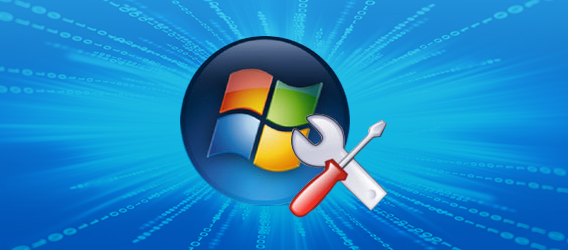Windows Logo Illustration showing Windows logo and a couple of tools, a screwdriver and spanner